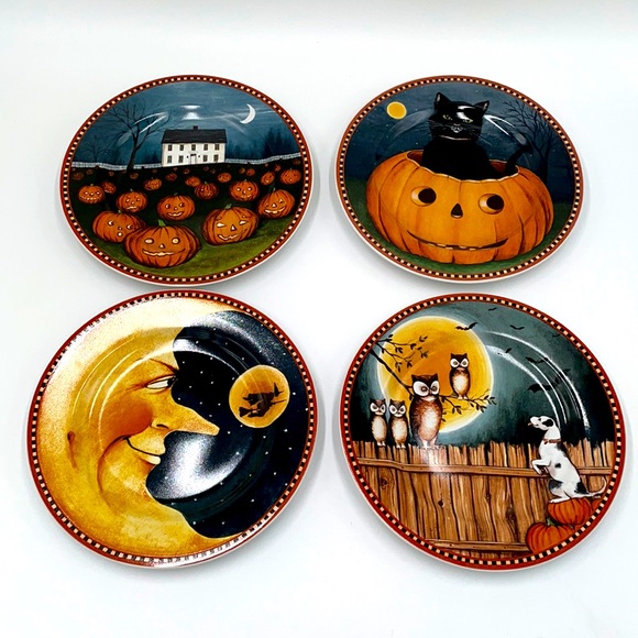 Sakura David Carter Brown Halloween Salad Plates - Picture 3 of 8